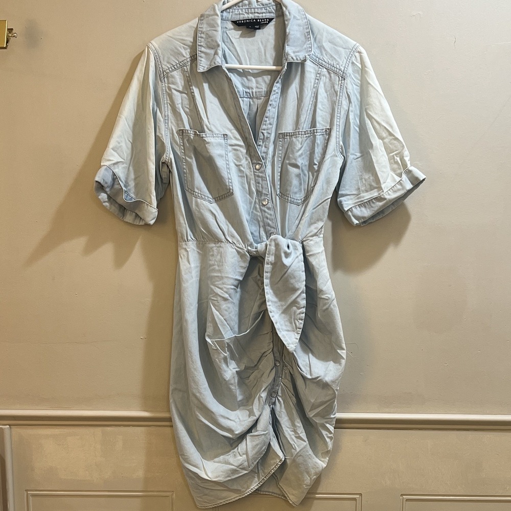 Veronica Beard Jeans Womens 8 Light Blue Denim Collared Button Shirt Dress